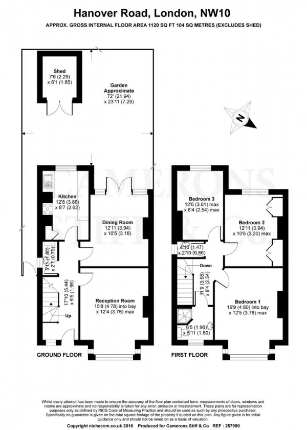 Floor Plan Image for 3 Bedroom Semi-Detached House for Sale in Hanover Road, Kensal Rise