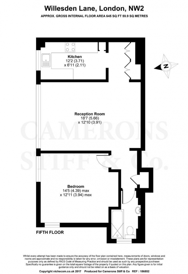 Floor Plan Image for 1 Bedroom Apartment for Sale in Willesden Lane, Willesden Green