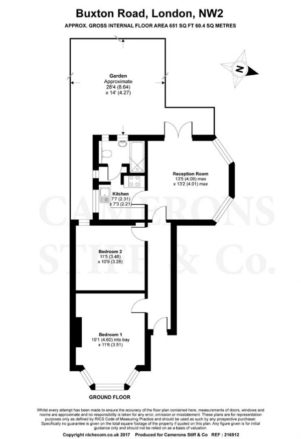 Floor Plan Image for 2 Bedroom Apartment for Sale in Buxton Road, Willesden Green