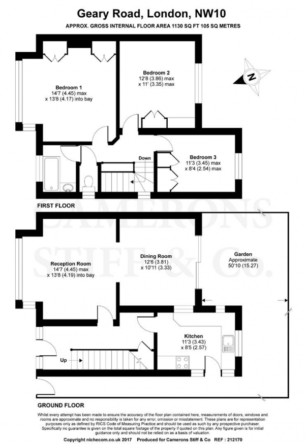 Floor Plan Image for 3 Bedroom Semi-Detached House for Sale in Geary Road, Dollis Hill