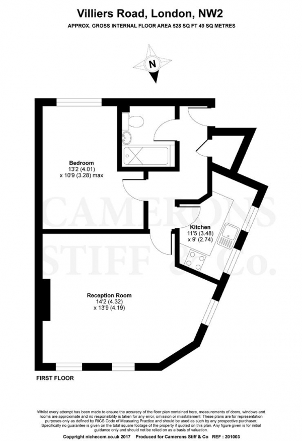 Floor Plan Image for 1 Bedroom Apartment for Sale in Villiers Road, Willesden