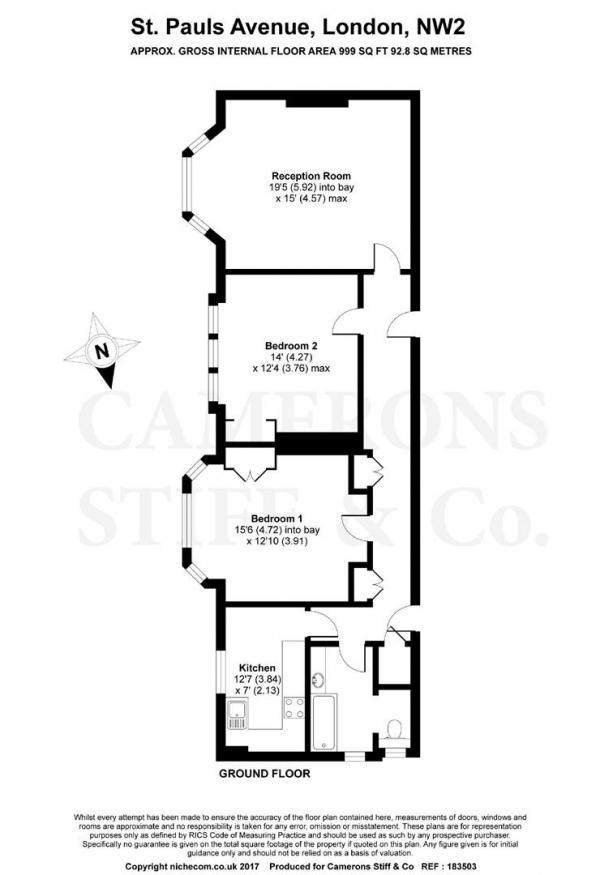 Floor Plan Image for 2 Bedroom Apartment for Sale in St Pauls Avenue, Willesden Green