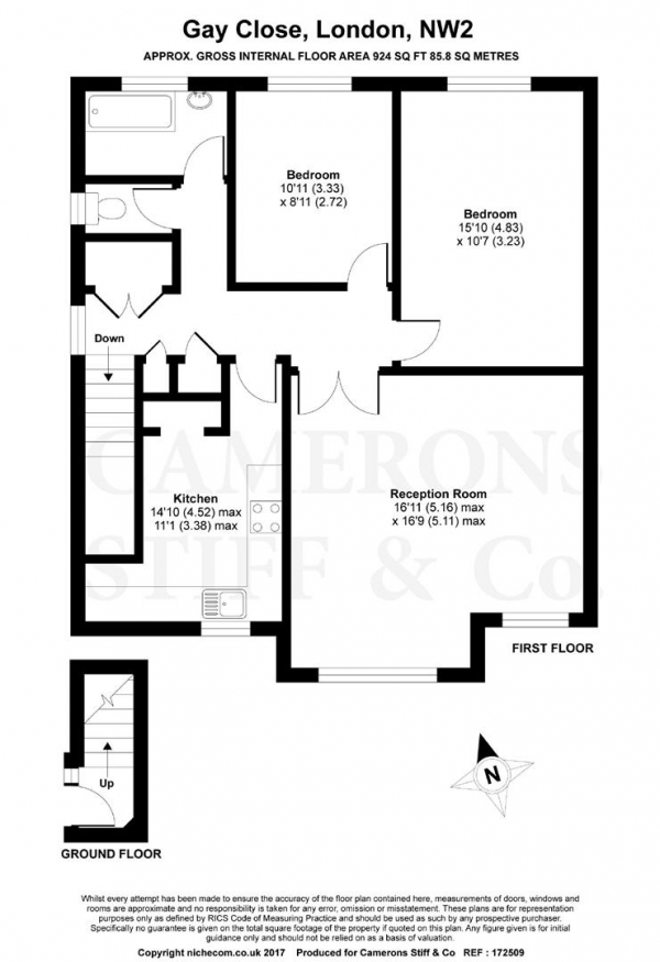 Floor Plan Image for 2 Bedroom Apartment for Sale in Gay Close, Willesden Green