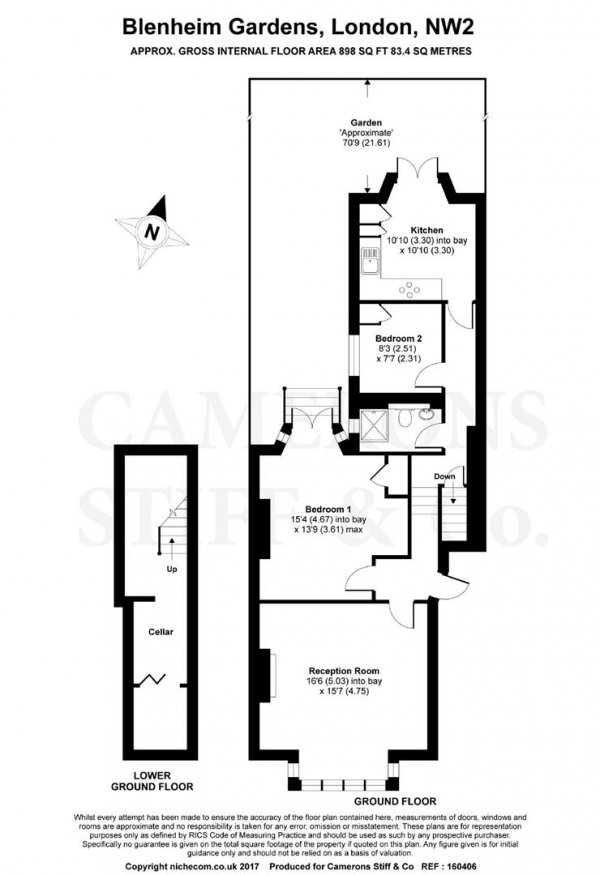 Floor Plan Image for 2 Bedroom Apartment for Sale in Blenheim Gardens, Willesden Green