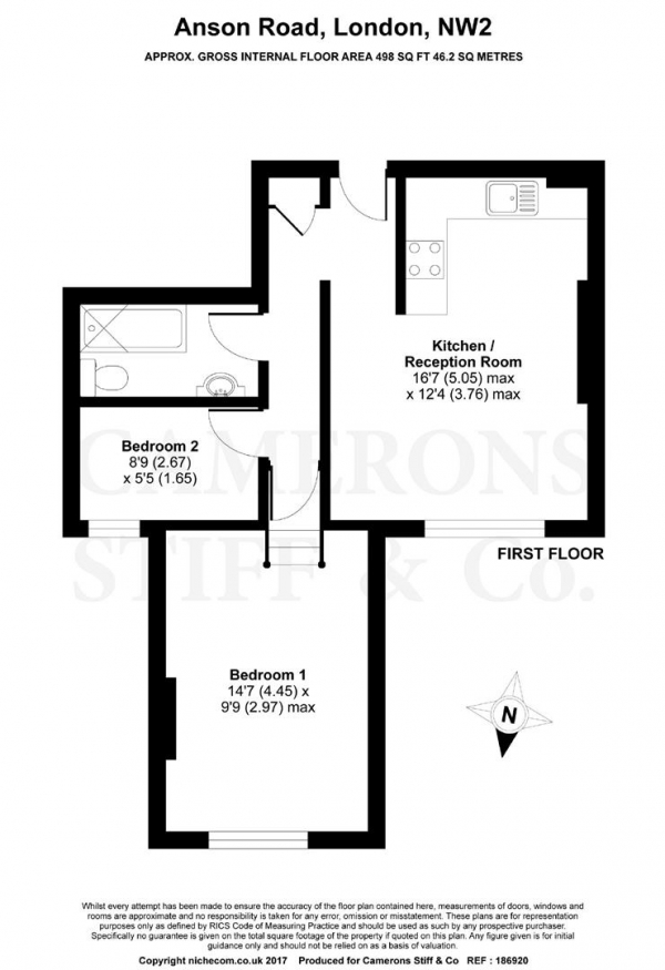 Floor Plan Image for 2 Bedroom Apartment for Sale in Anson Road, Willesden Green