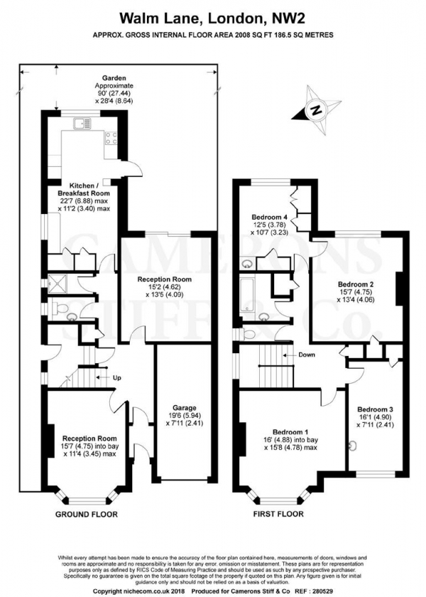 Floor Plan Image for 4 Bedroom Semi-Detached House for Sale in Walm Lane, Willesden Green