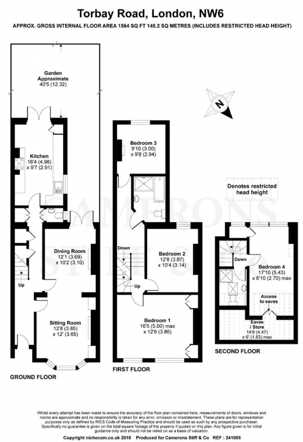 Floor Plan Image for 4 Bedroom Terraced House for Sale in Torbay Road, Kilburn