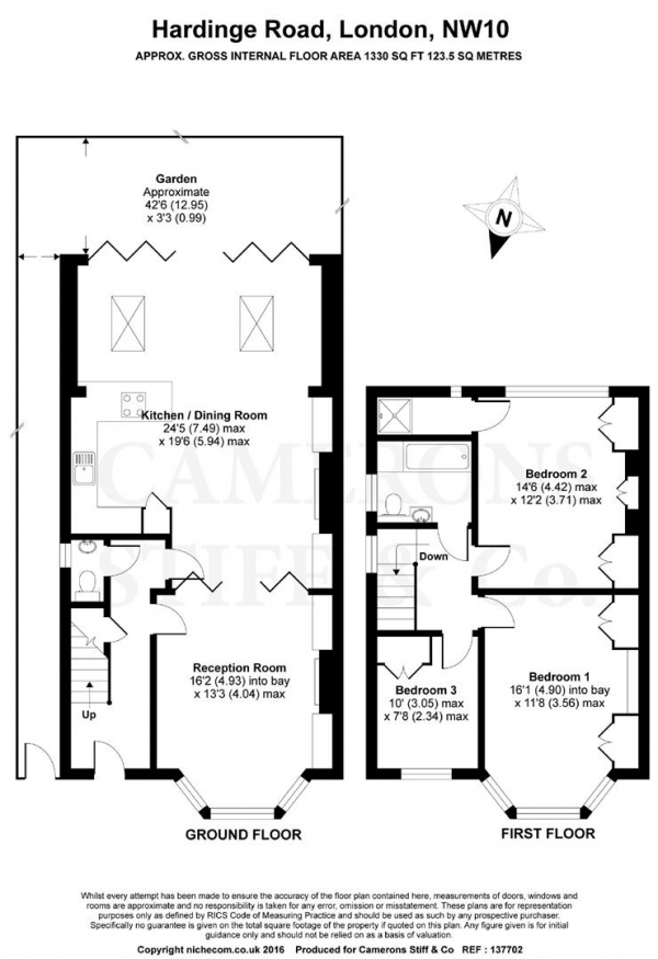 Floor Plan Image for 3 Bedroom Property for Sale in Hardinge Road, Kensal Rise