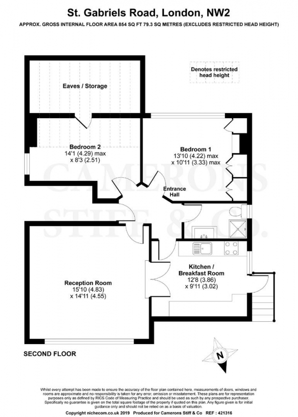 Floor Plan Image for 2 Bedroom Flat for Sale in St Gabriels Road, London