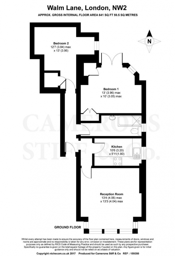 Floor Plan Image for 2 Bedroom Apartment for Sale in Walm Lane, Willesden Green