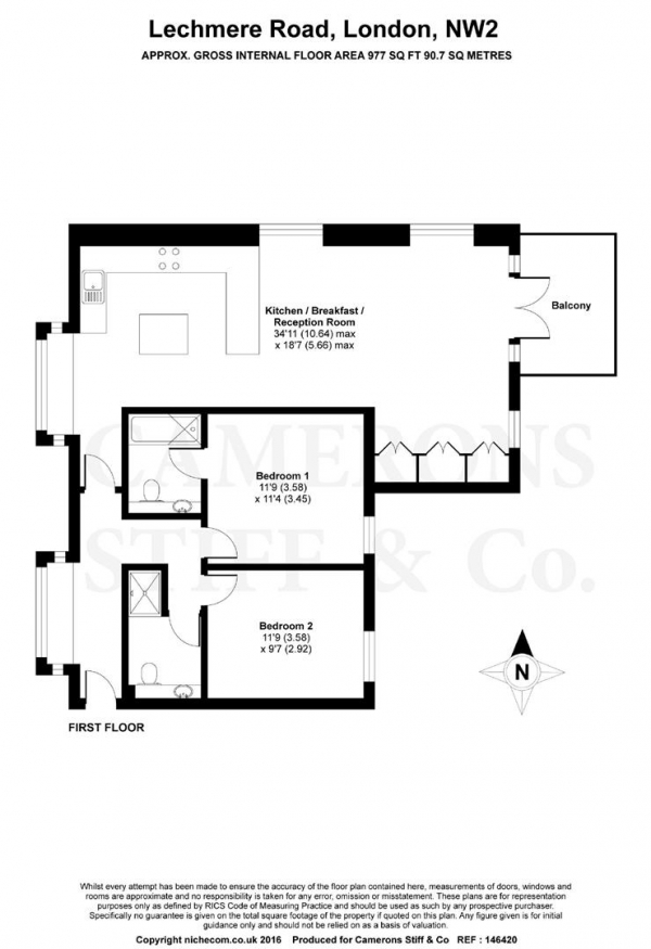 Floor Plan Image for 2 Bedroom Apartment for Sale in Lechmere Road, Willesden Green