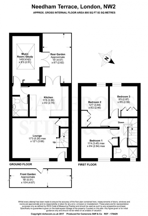 Floor Plan Image for 3 Bedroom Terraced House for Sale in Needham Terrace, Railway Terraces Conservation Area