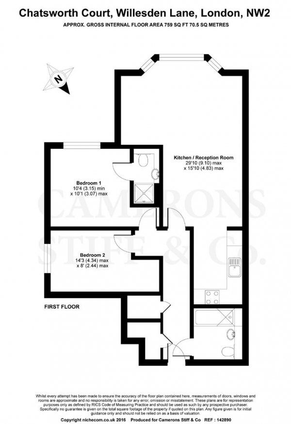 Floor Plan Image for 2 Bedroom Apartment for Sale in Willesden Lane, Willesden Green