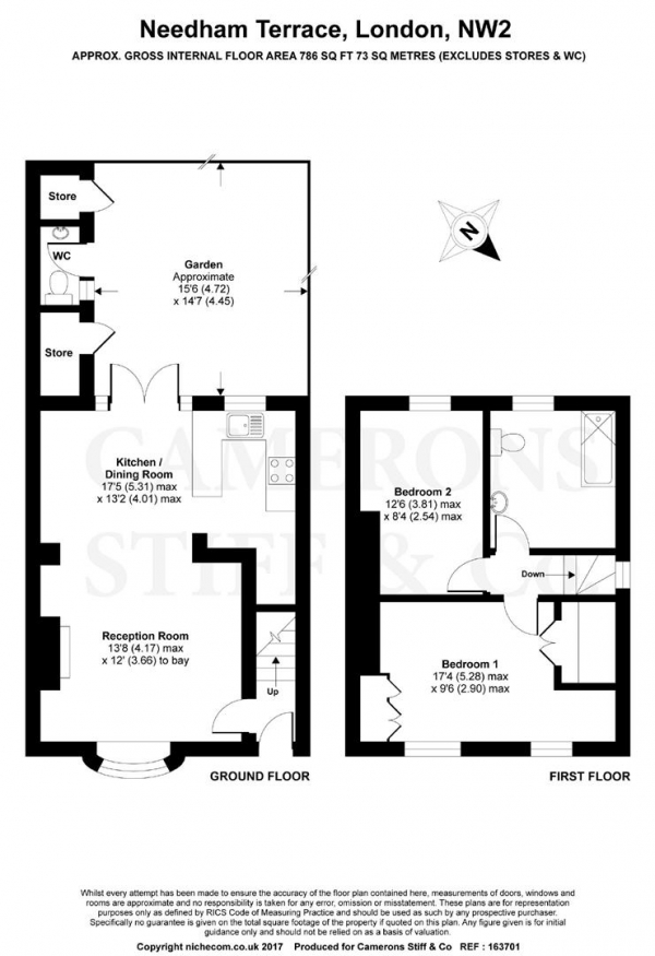 Floor Plan Image for 2 Bedroom End of Terrace House for Sale in Needham Terrace, Cricklewood