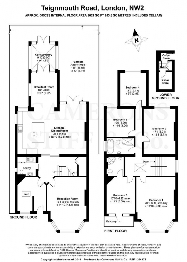 Floor Plan Image for 5 Bedroom Detached House for Sale in Teignmouth Road, Mapesbury Conservation Area