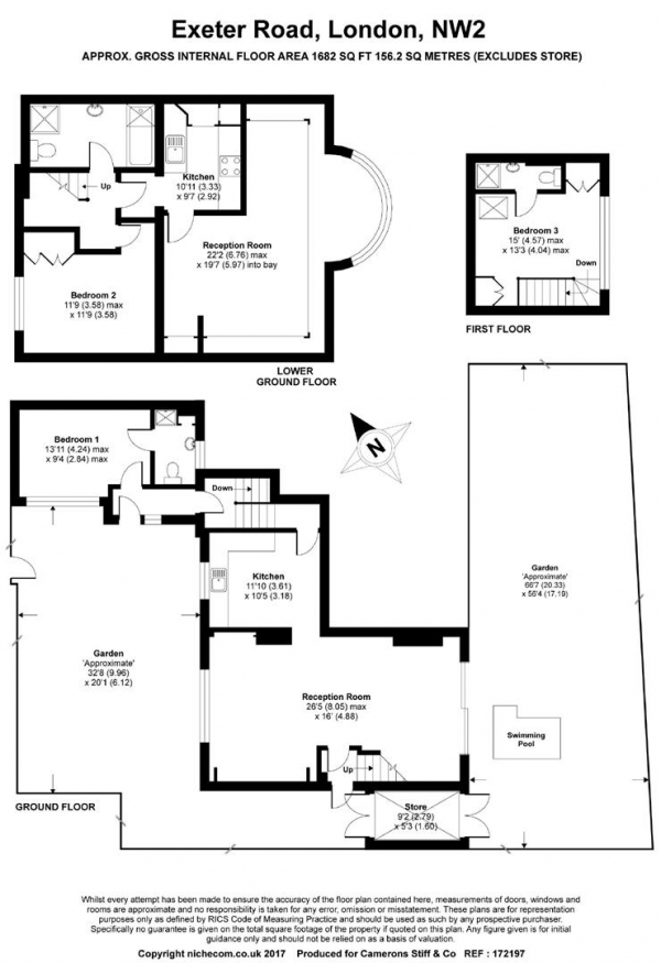 Floor Plan Image for 3 Bedroom Apartment for Sale in Exeter Road, Mapesbury Conservation Area