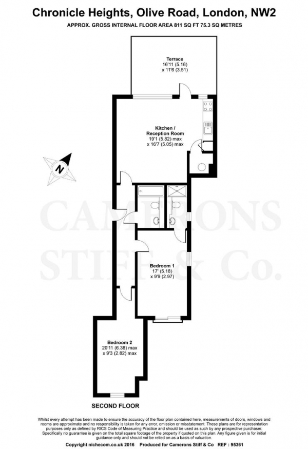 Floor Plan Image for 2 Bedroom Apartment for Sale in Chronicle Heights, Olive Road, Cricklewood