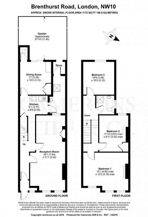 Floor Plan Image for 3 Bedroom Terraced House for Sale in Brenthurst Road, Willesden