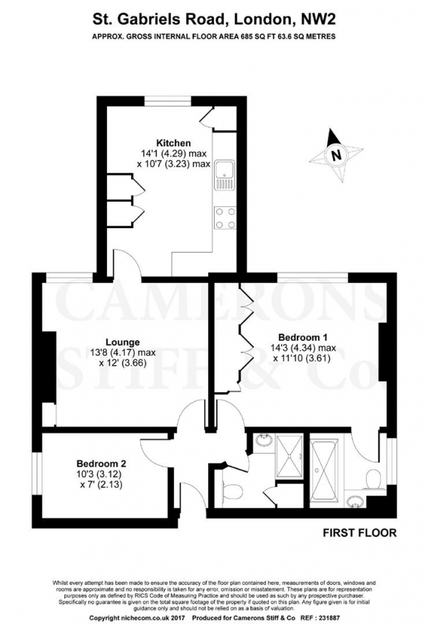 Floor Plan Image for 2 Bedroom Apartment for Sale in St Gabriels Road, Mapesbury Conservation Area