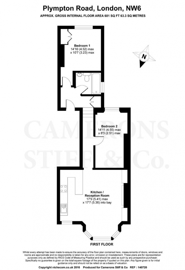 Floor Plan Image for 2 Bedroom Apartment for Sale in Plympton Road, Queens Park