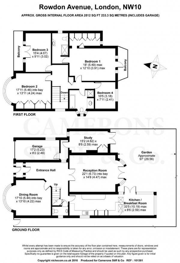 Floor Plan Image for 4 Bedroom Detached House for Sale in Rowdon Avenue, Willesden Green