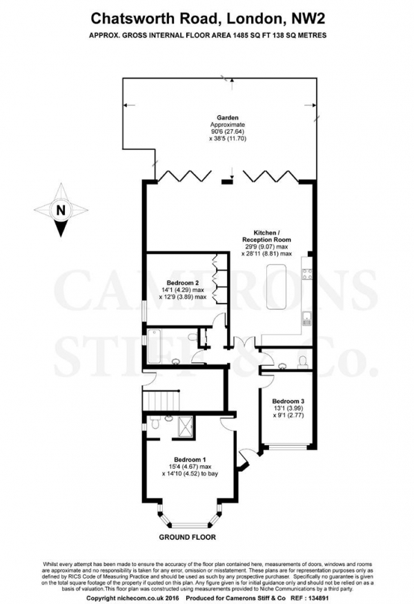 Floor Plan Image for 3 Bedroom Apartment for Sale in Chatsworth Road, Willesden Green