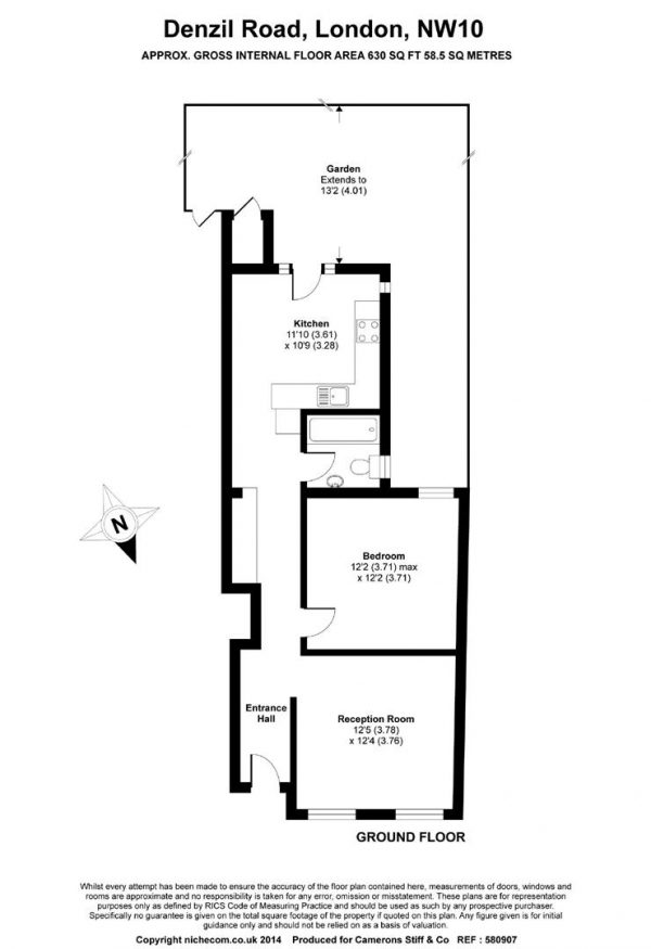 Floor Plan Image for 1 Bedroom Apartment for Sale in Denzil Road, Dollis Hill