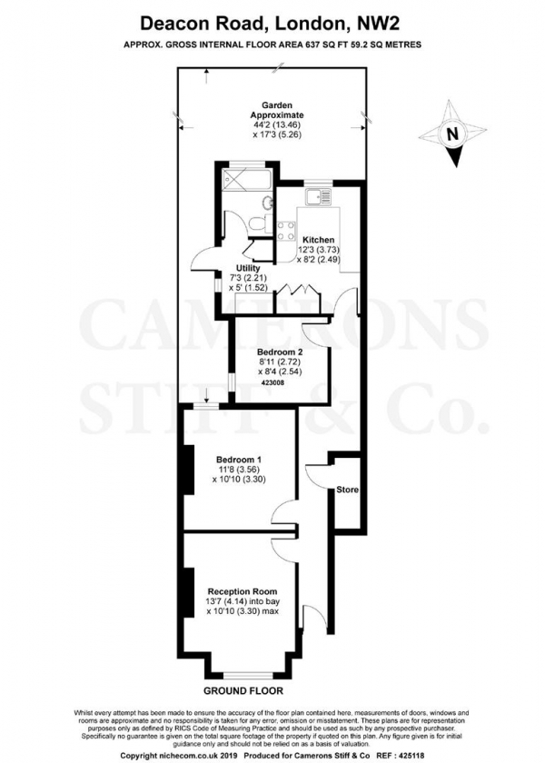 Floor Plan Image for 2 Bedroom Apartment for Sale in Deacon Road, Willesden Green