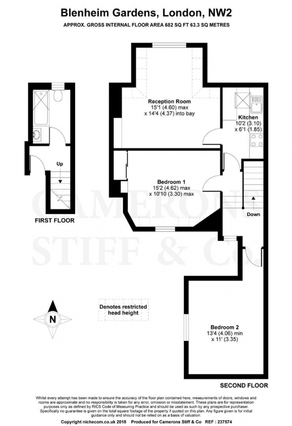 Floor Plan Image for 2 Bedroom Apartment for Sale in Blenheim Gardens, Willesden Green