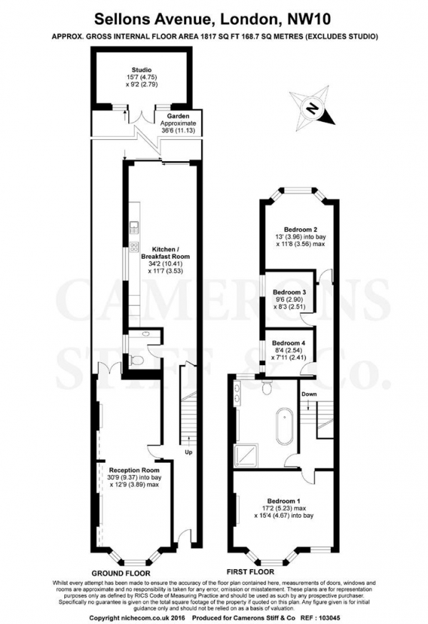 Floor Plan Image for 4 Bedroom Terraced House for Sale in Sellons Avenue, Harlesden