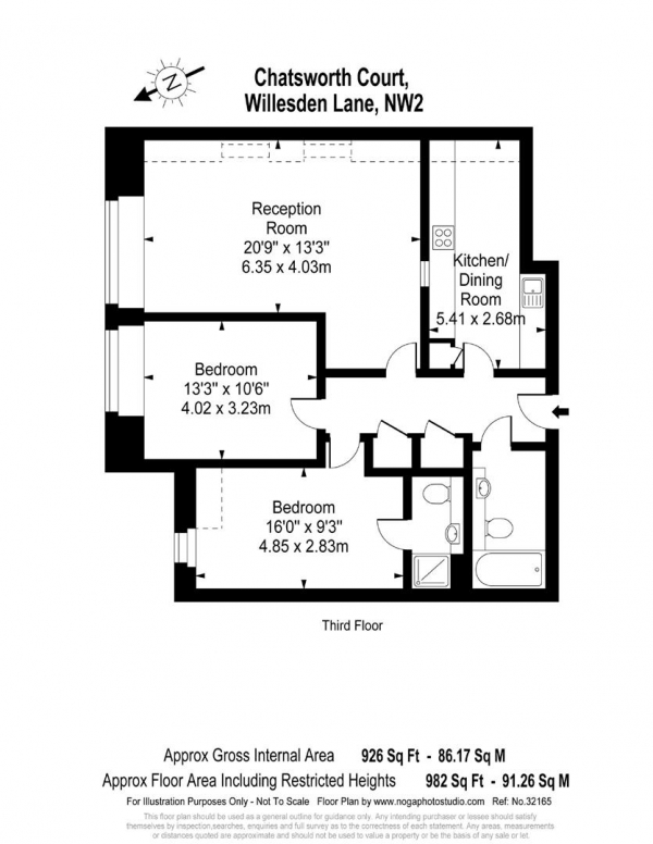 Floor Plan Image for 2 Bedroom Apartment for Sale in Willesden Lane, Willesden Green