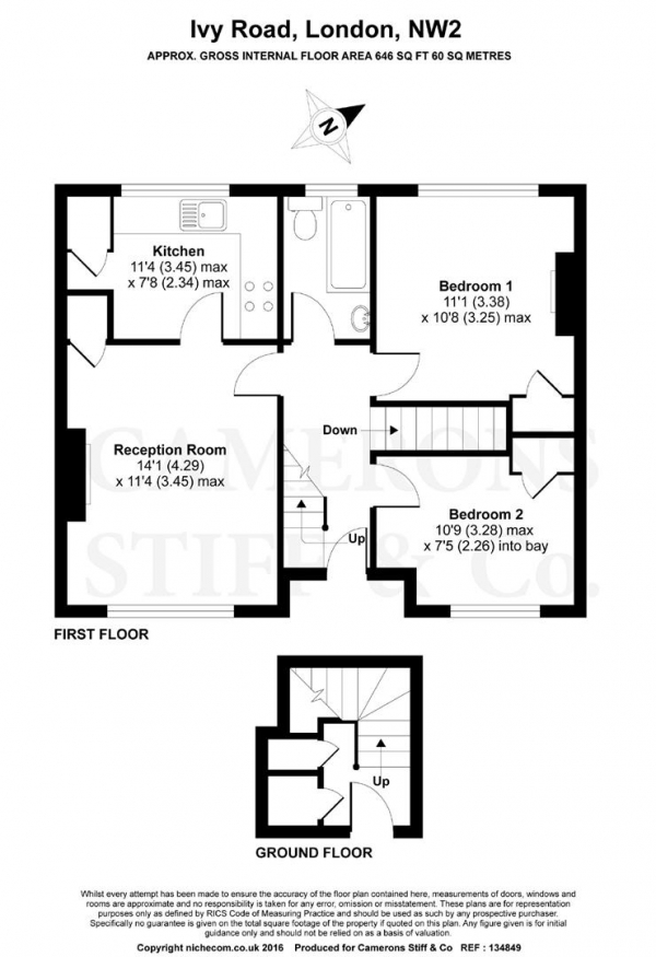 Floor Plan Image for 2 Bedroom Apartment for Sale in Ivy Road, Cricklewood