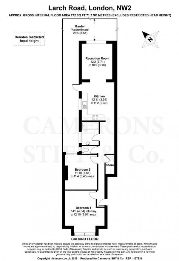 Floor Plan Image for 2 Bedroom Apartment for Sale in Larch Road, Cricklewood