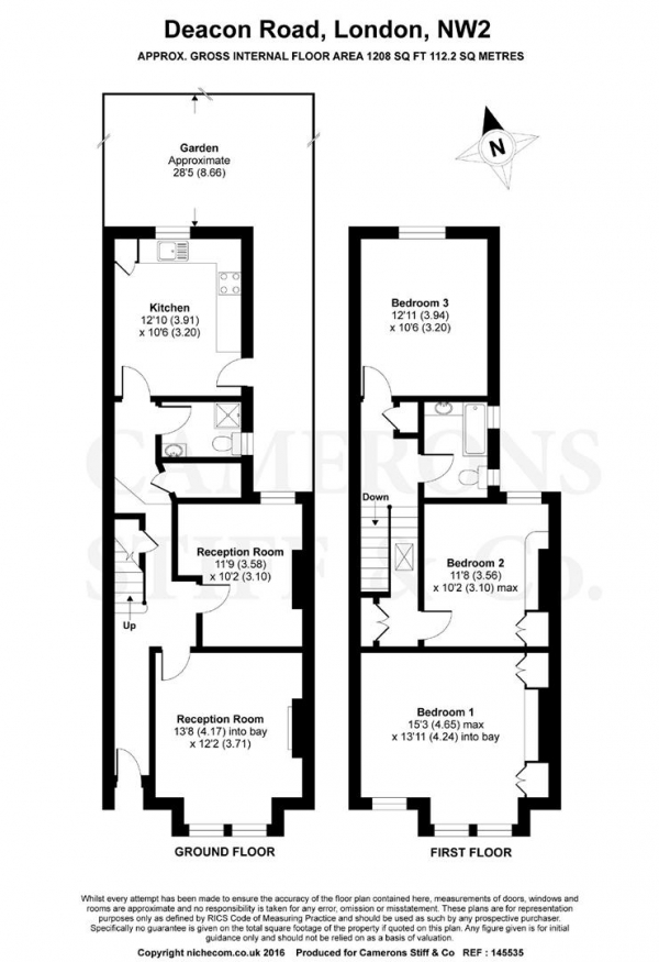 Floor Plan Image for 3 Bedroom Terraced House for Sale in Deacon Road, Dollis Hill