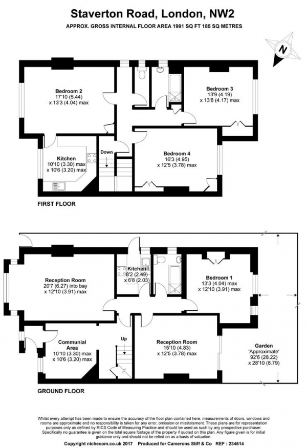 Floor Plan Image for 4 Bedroom Semi-Detached House for Sale in Staverton Road, Brondesbury Park