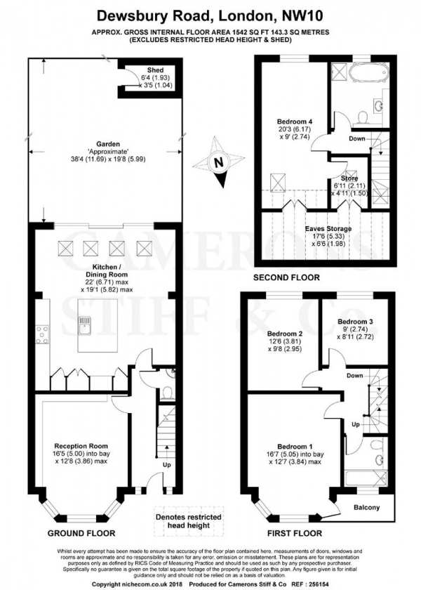 Floor Plan Image for 4 Bedroom Terraced House for Sale in Dewsbury Road, Dollis Hill