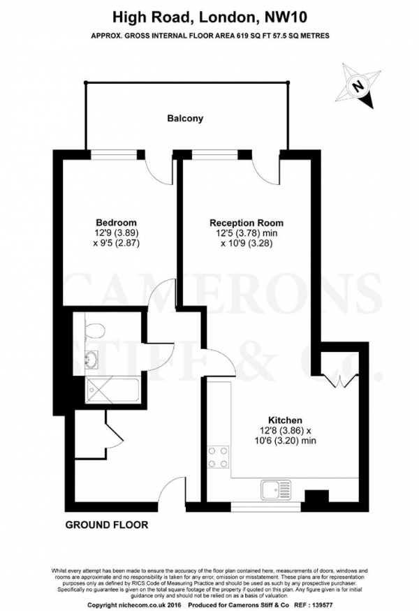 Floor Plan Image for 1 Bedroom Apartment for Sale in High Road, Willesden