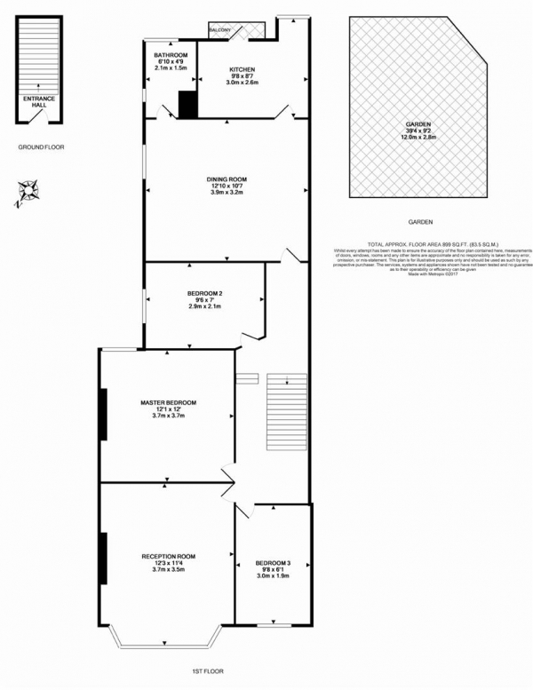 Floor Plan Image for 3 Bedroom Apartment for Sale in Temple Road, Cricklewood