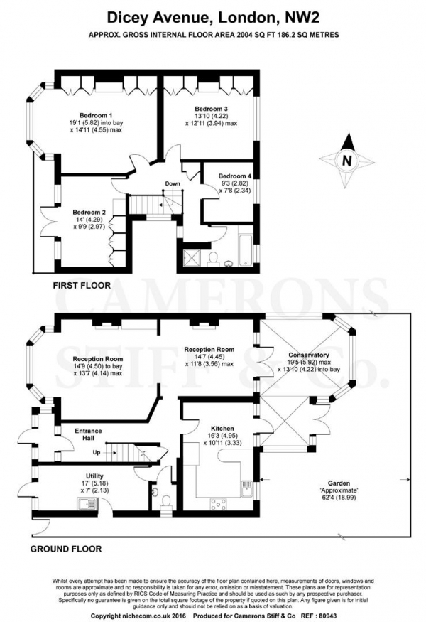 Floor Plan Image for 4 Bedroom Semi-Detached House for Sale in Dicey Avenue, Cricklewood