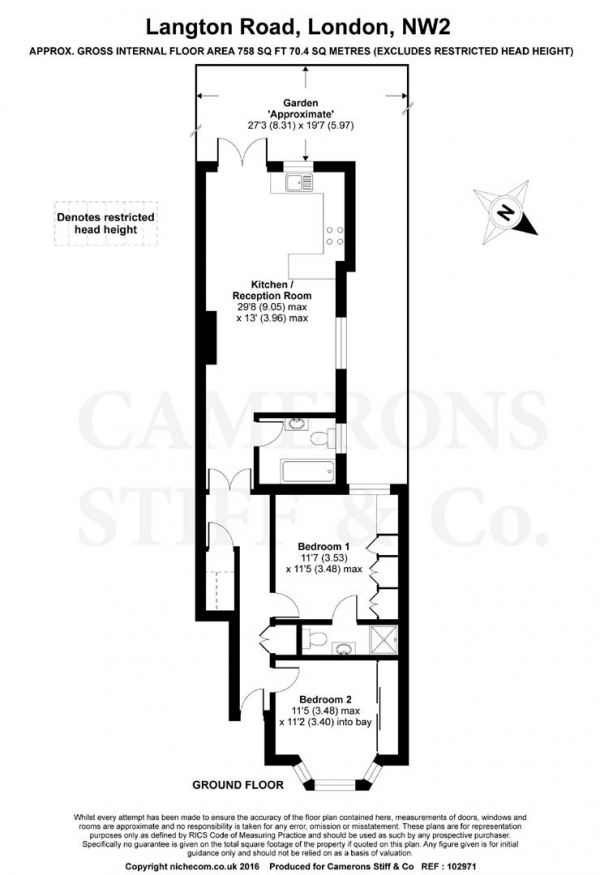 Floor Plan Image for 2 Bedroom Apartment for Sale in Langton Road, Cricklewood