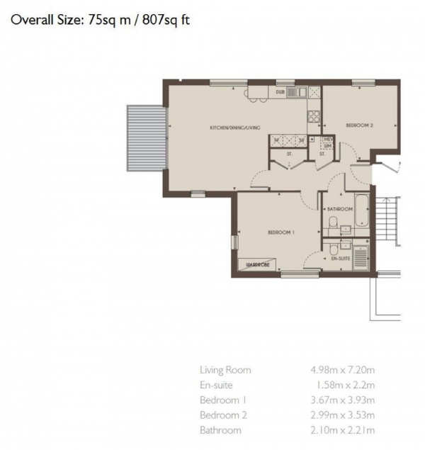 Floor Plan Image for 2 Bedroom Apartment for Sale in Gladstone Village, 35 Mark Twain Drive, Dollis Hill