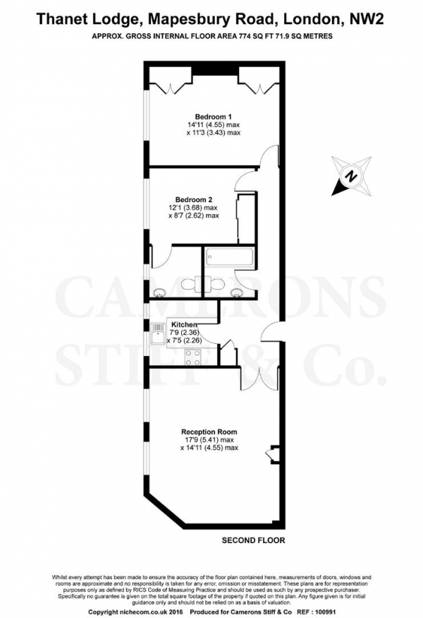 Floor Plan Image for 2 Bedroom Apartment for Sale in Mapesbury Road, Mapesbury Conservation Area