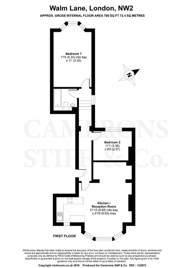 Floor Plan Image for 2 Bedroom Apartment for Sale in Walm Lane, London