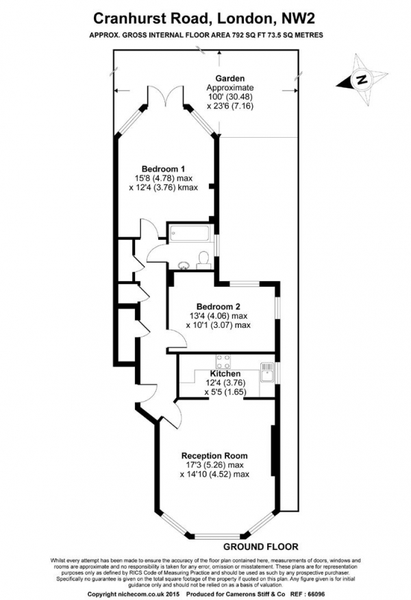 Floor Plan Image for 2 Bedroom Apartment for Sale in Cranhurst Road, Willesden Green