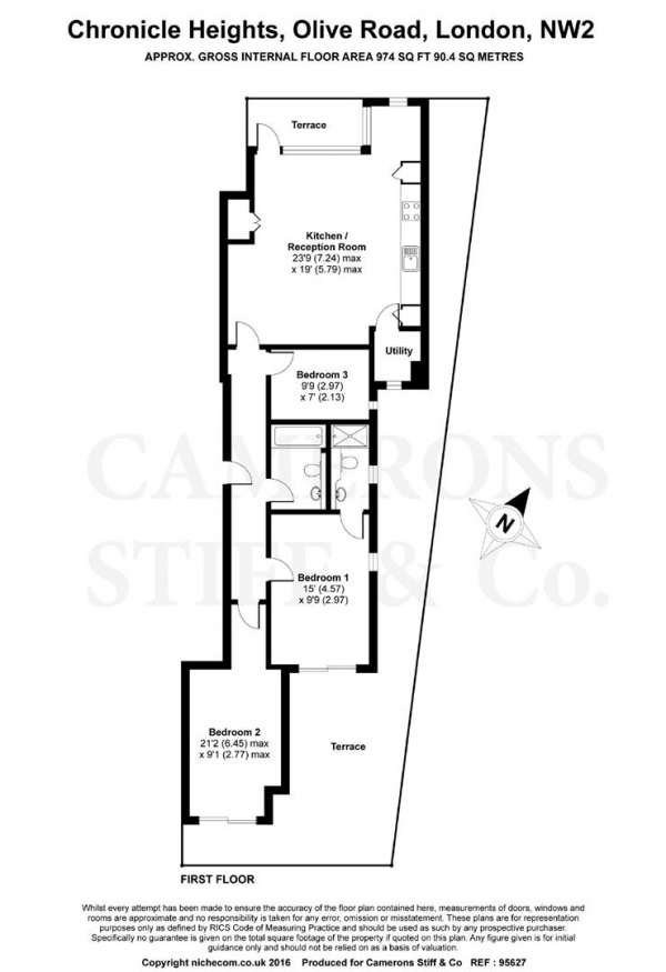 Floor Plan Image for 3 Bedroom Apartment for Sale in Chronicle Heights, Olive Road, Cricklewood