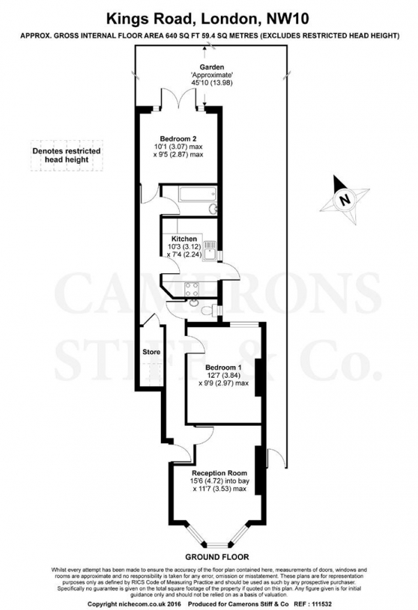 Floor Plan Image for 2 Bedroom Apartment for Sale in Kings Road, Willesden