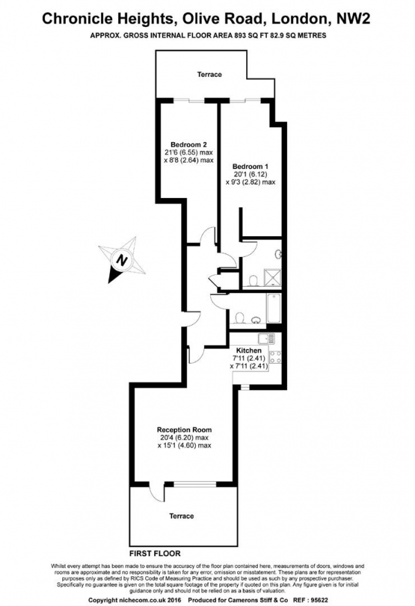 Floor Plan Image for 2 Bedroom Apartment for Sale in Chronicle Heights, Olive Road, Cricklewood