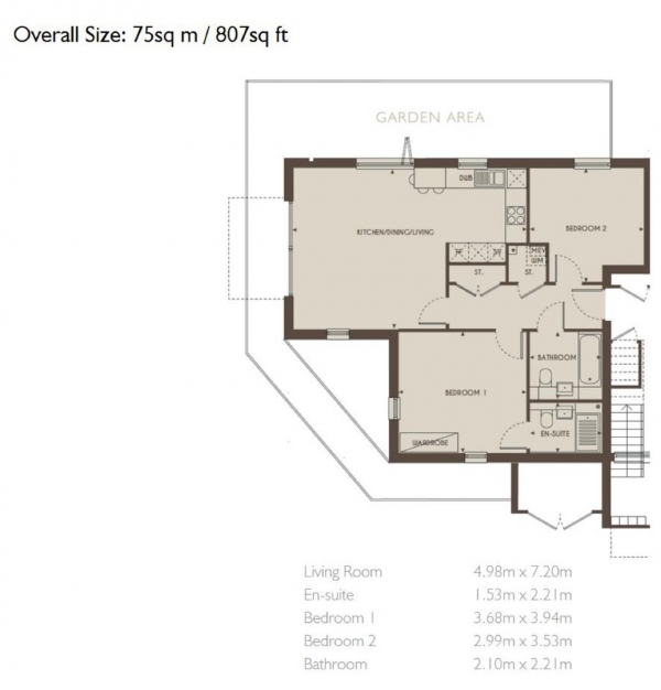 Floor Plan Image for 2 Bedroom Apartment for Sale in Gladstone Village, 33 Mark Twain Drive, Dollis Hill