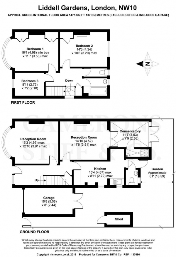 Floor Plan Image for 3 Bedroom Semi-Detached House for Sale in Liddell Gardens, Kensal Rise