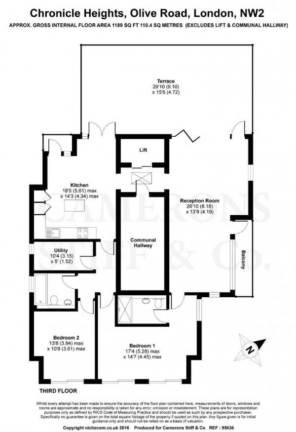 Floor Plan Image for 2 Bedroom Apartment for Sale in Chronicle Heights, Olive Road, Cricklewood